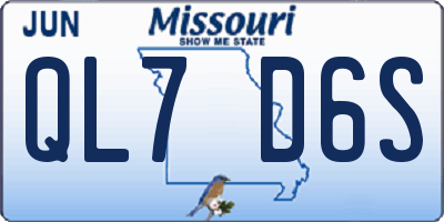 MO license plate QL7D6S