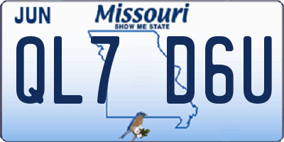 MO license plate QL7D6U