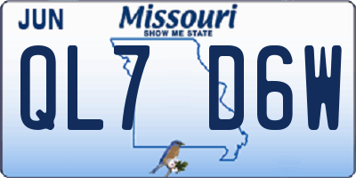 MO license plate QL7D6W