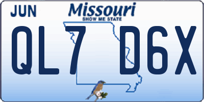 MO license plate QL7D6X
