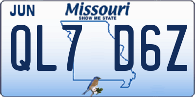 MO license plate QL7D6Z