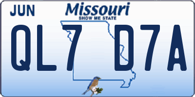 MO license plate QL7D7A
