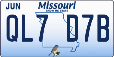 MO license plate QL7D7B