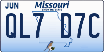 MO license plate QL7D7C