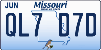 MO license plate QL7D7D