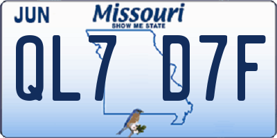 MO license plate QL7D7F