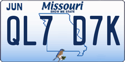 MO license plate QL7D7K