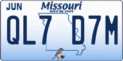 MO license plate QL7D7M