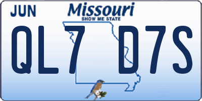 MO license plate QL7D7S