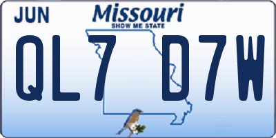 MO license plate QL7D7W