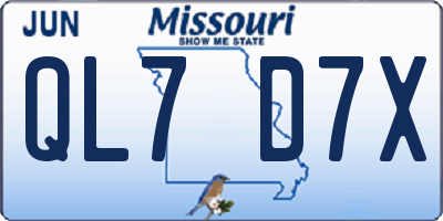 MO license plate QL7D7X