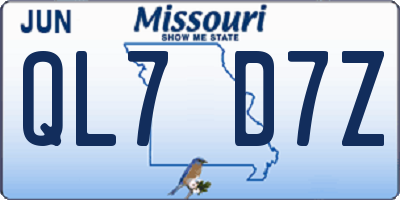 MO license plate QL7D7Z