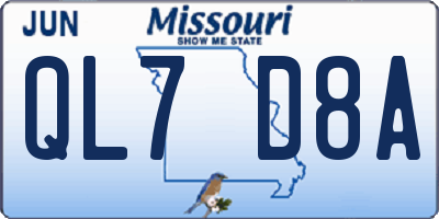 MO license plate QL7D8A