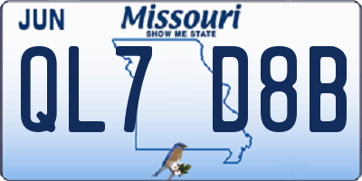 MO license plate QL7D8B