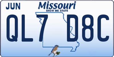 MO license plate QL7D8C