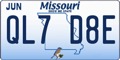 MO license plate QL7D8E