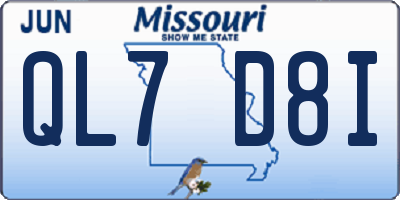 MO license plate QL7D8I