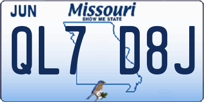 MO license plate QL7D8J