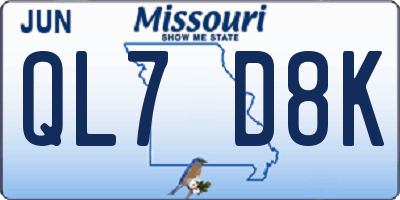 MO license plate QL7D8K