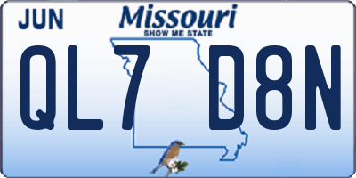MO license plate QL7D8N
