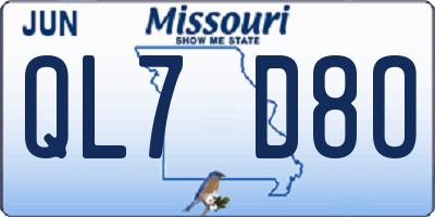 MO license plate QL7D8O