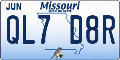 MO license plate QL7D8R