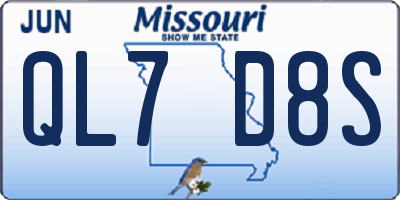 MO license plate QL7D8S