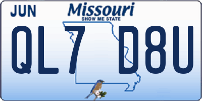MO license plate QL7D8U