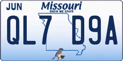 MO license plate QL7D9A