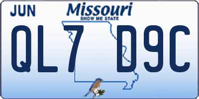 MO license plate QL7D9C