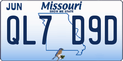 MO license plate QL7D9D