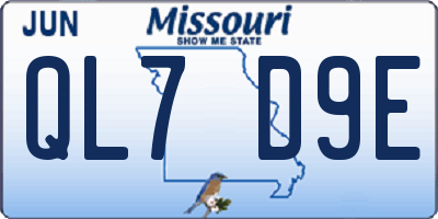 MO license plate QL7D9E