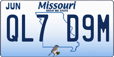 MO license plate QL7D9M