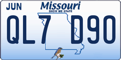 MO license plate QL7D9O