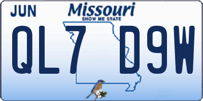 MO license plate QL7D9W