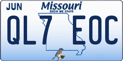 MO license plate QL7E0C