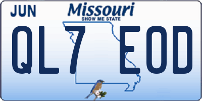 MO license plate QL7E0D