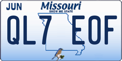 MO license plate QL7E0F