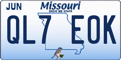 MO license plate QL7E0K