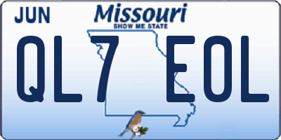 MO license plate QL7E0L