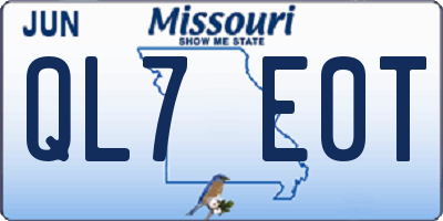 MO license plate QL7E0T