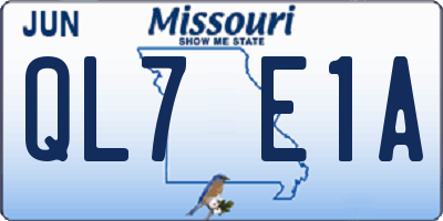 MO license plate QL7E1A