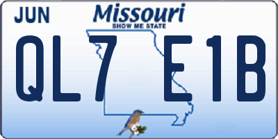 MO license plate QL7E1B