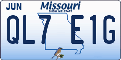 MO license plate QL7E1G