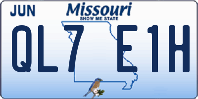 MO license plate QL7E1H