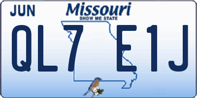MO license plate QL7E1J