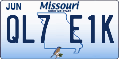 MO license plate QL7E1K