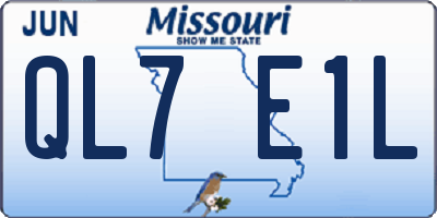 MO license plate QL7E1L