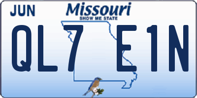 MO license plate QL7E1N