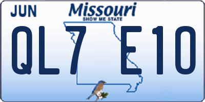 MO license plate QL7E1O